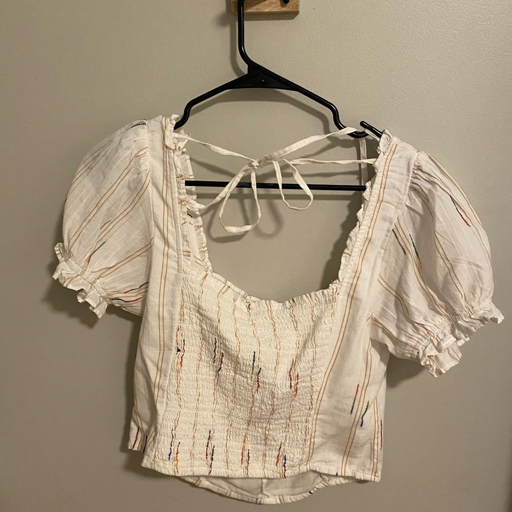 Free people puffer sleeve crop top